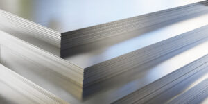 Steel,Or,Aluminum,Sheets,In,Warehouse,,Rolled,Metal,Product.,3d